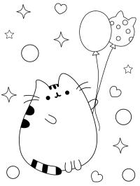 Pusheen με μπαλόνια