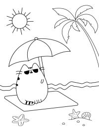 Pusheen στην παραλία