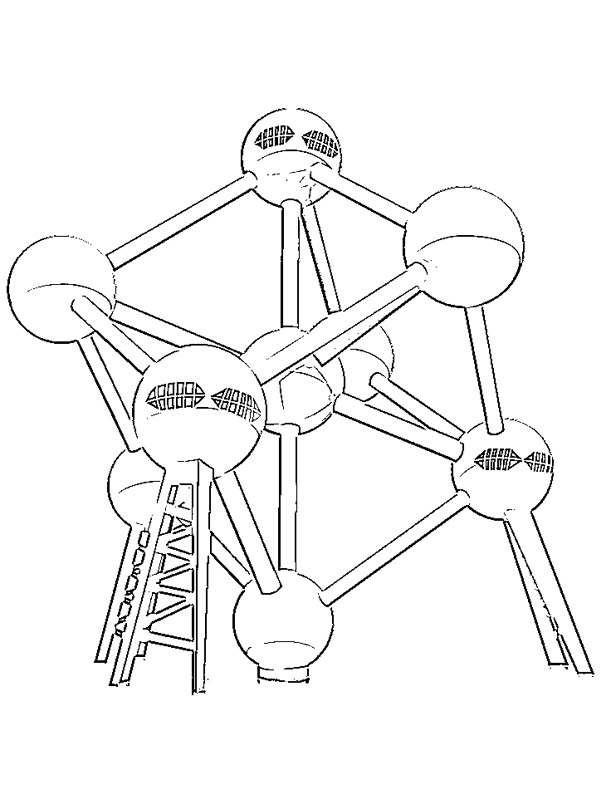 Atomium Βρυξελλών ζωγραφική Atomium Βρυξελλών ζωγραφική