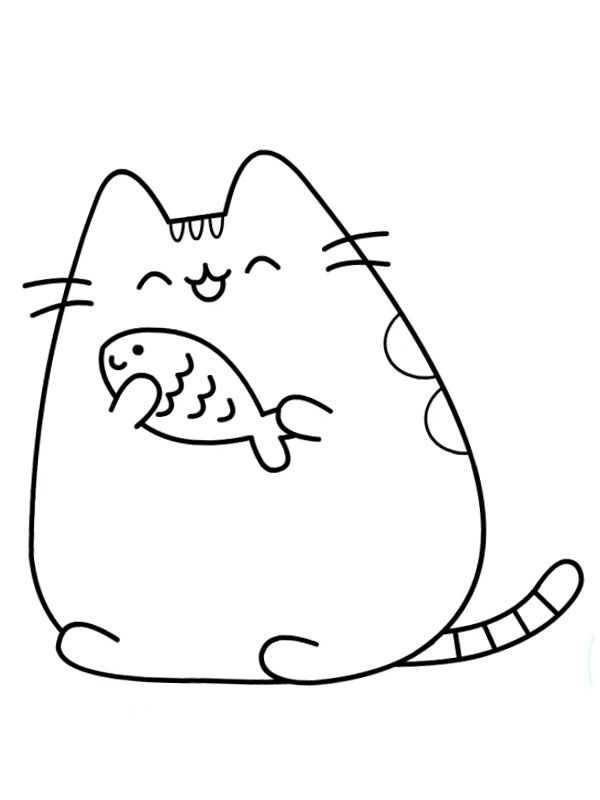 Pusheen με ψάρια ζωγραφική Pusheen με ψάρια ζωγραφική