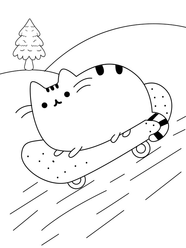 Pusheen με σκέιτμπορντ ζωγραφική Pusheen με σκέιτμπορντ ζωγραφική