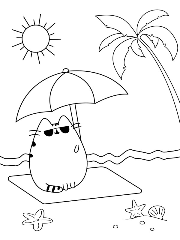 Pusheen στην παραλία ζωγραφική Pusheen στην παραλία ζωγραφική